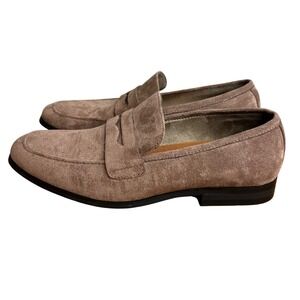 NICK GRAHAM Altred Mens Faux Suede Penny Loafer Shoes Size 8.5 Taupe Tan NEW